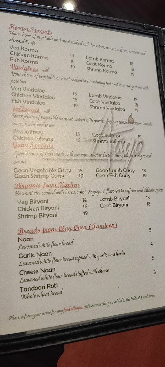 Menu Aago Indian/ Nepalese Restaurant & Bar-5
